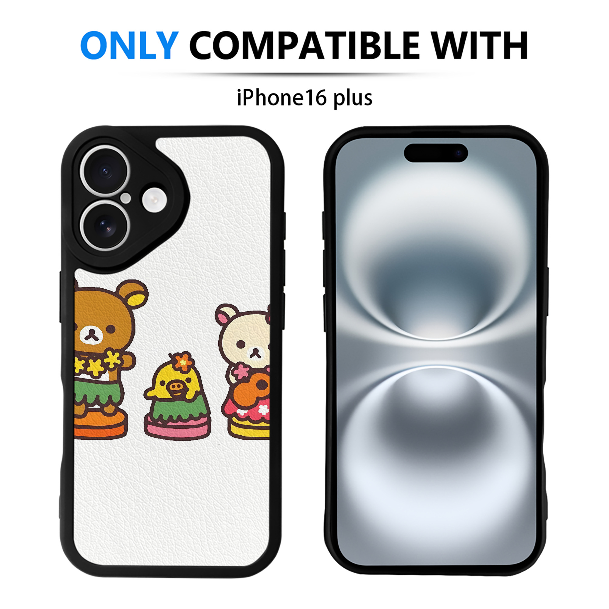 （画像用） リラックマ リラックマ キイロイトリ Rilakkuma Korilakkuma Kiiroitori 【iPhone 16シリーズ対応】シリコンスマホケース（レザー調） 材質：シリコン